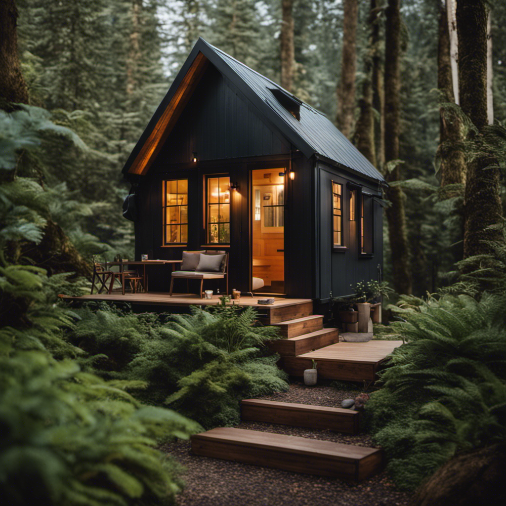 An image showcasing a cozy, pint-sized dwelling amidst a lush wilderness
