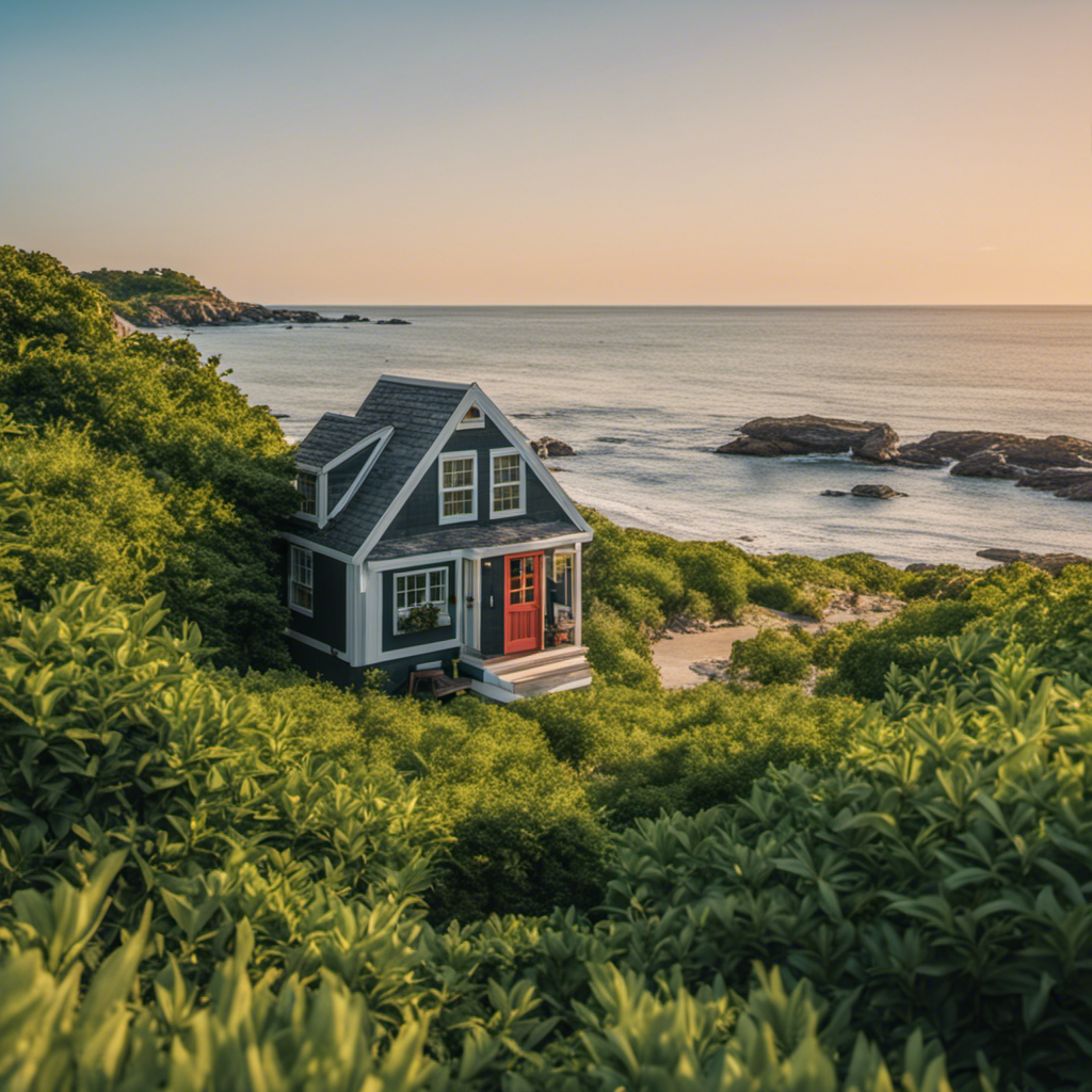 An image showcasing a serene coastal landscape in Rhode Island