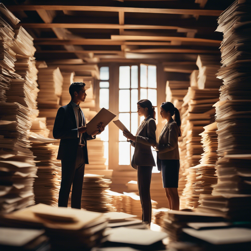 An image showcasing a hopeful couple surrounded by towering stacks of legal documents, pens in hand, as they cautiously navigate through a maze of intricate contract clauses, their dreams of a tiny house hanging in the balance