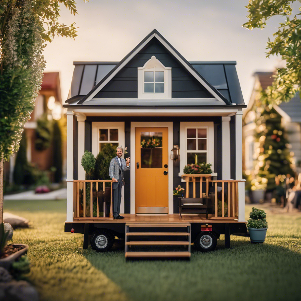 An image showcasing a tiny house amidst a thriving community, highlighting typical misconceptions