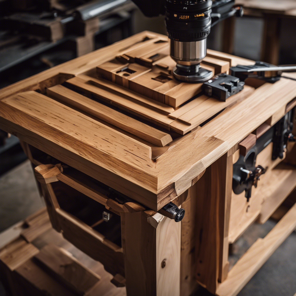 An image showcasing the step-by-step process of building a scrap wood end table