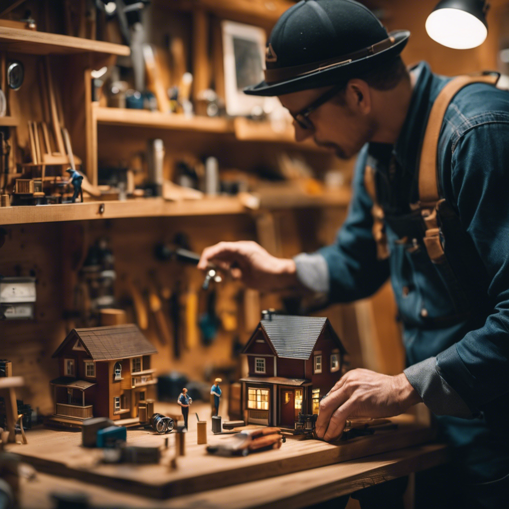 An image depicting a person standing between two signposts: one pointing to a well-stocked toolbox symbolizing DIY, and the other showcasing a skilled carpenter working on a tiny house, representing the expertise of hiring a pro