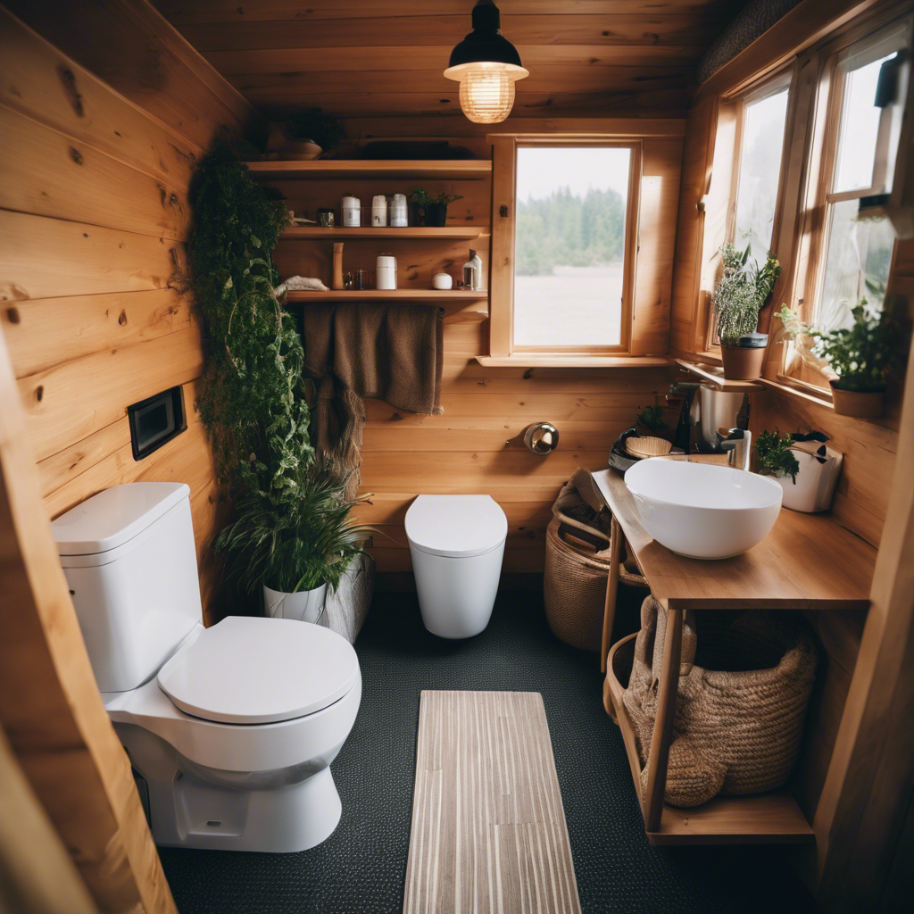 An image showcasing a cozy, functional bathroom in a tiny house
