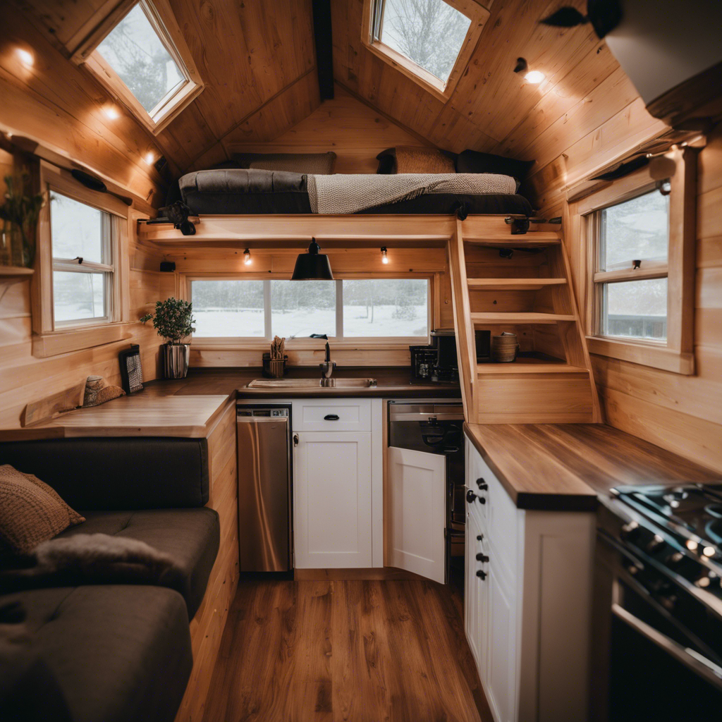 An image showcasing a tiny house on wheels with an extended trailer length