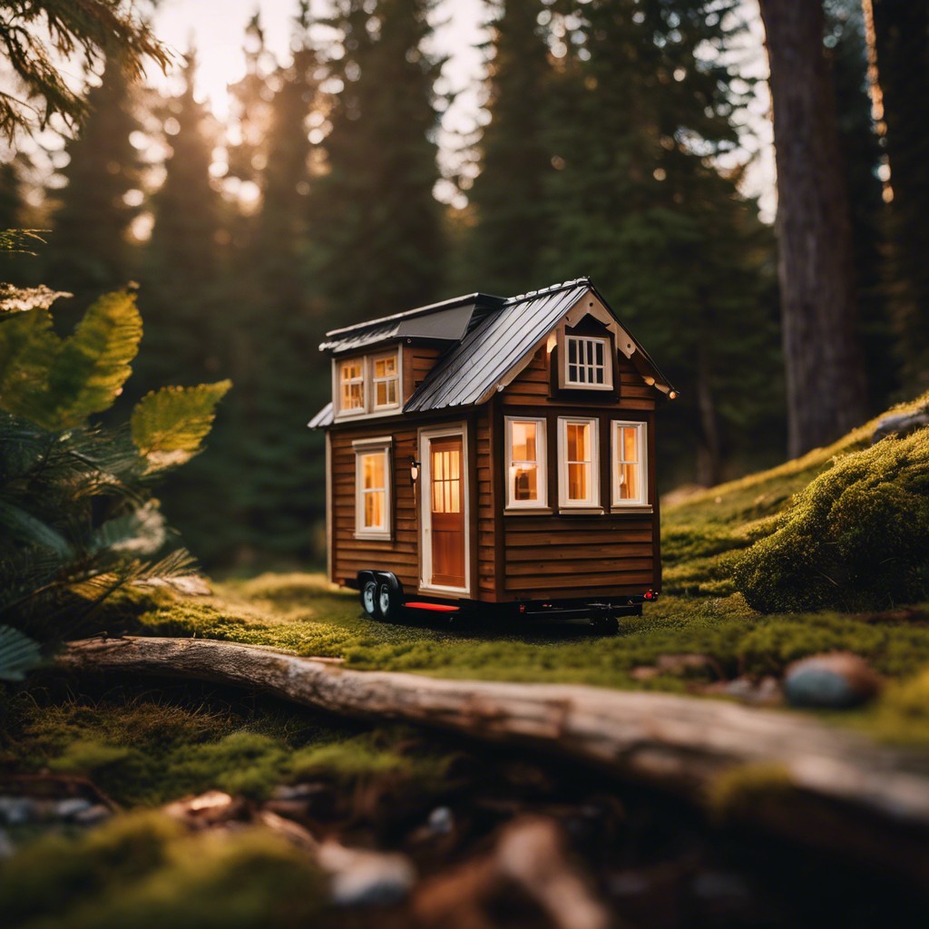 An image featuring a cozy, stationary tiny house nestled in a picturesque natural setting, showcasing the misconception that tiny house living is solely about mobility