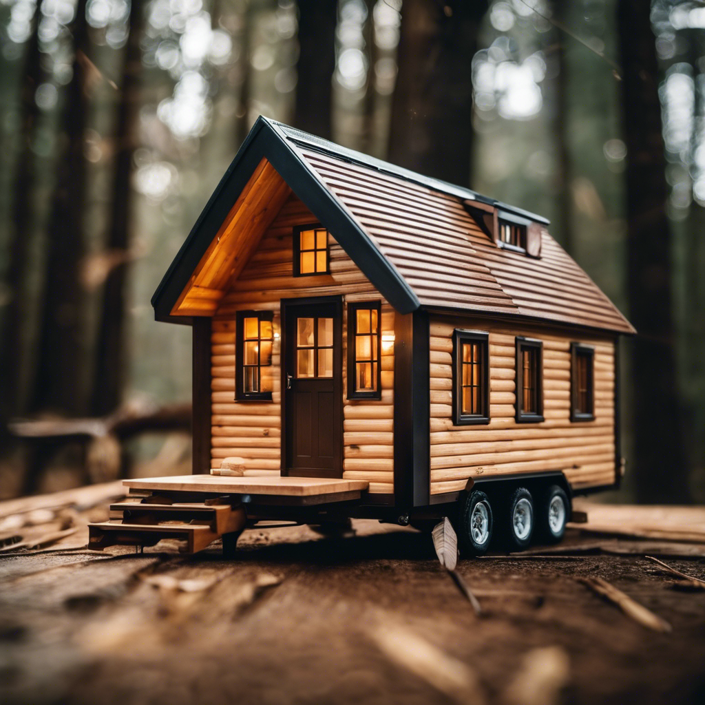 An image depicting a wooden tiny house with arrows pointing to factors affecting moisture levels in its walls: exterior weather conditions, insulation, ventilation, and sealants